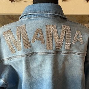 Denim Sparkle Mama shirt, size medium.